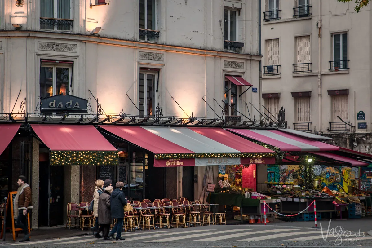 A street view of a typical Paris cafe. We visited many at the beginning of our Christmas market cruise from Paris to Switzerland