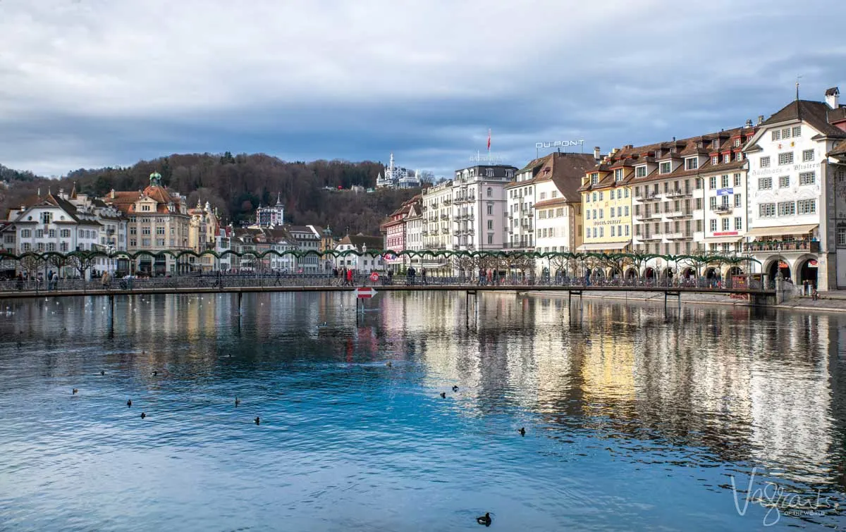 River and Old Town Lucerne Switzerland. 