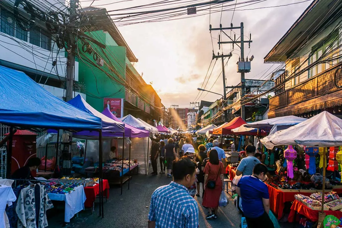 People shopping for a bargain at Chiang Mai Night Market