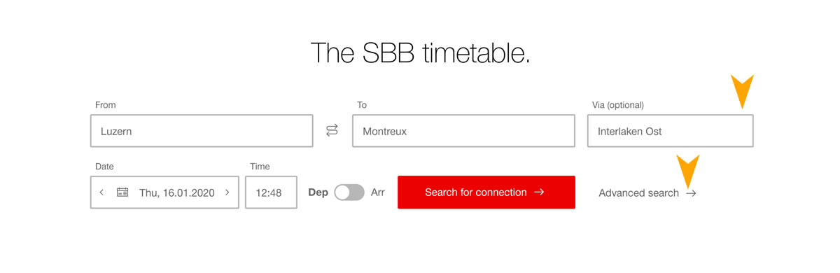 A page view of the SBB booking site to show how to book Golden Pass Line tickets from Interlaken to Montreux Switzerland.