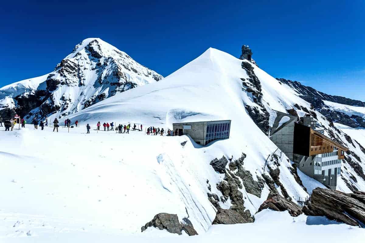 Jungfraujoch station and glacier, the highest rail station in Europe. 