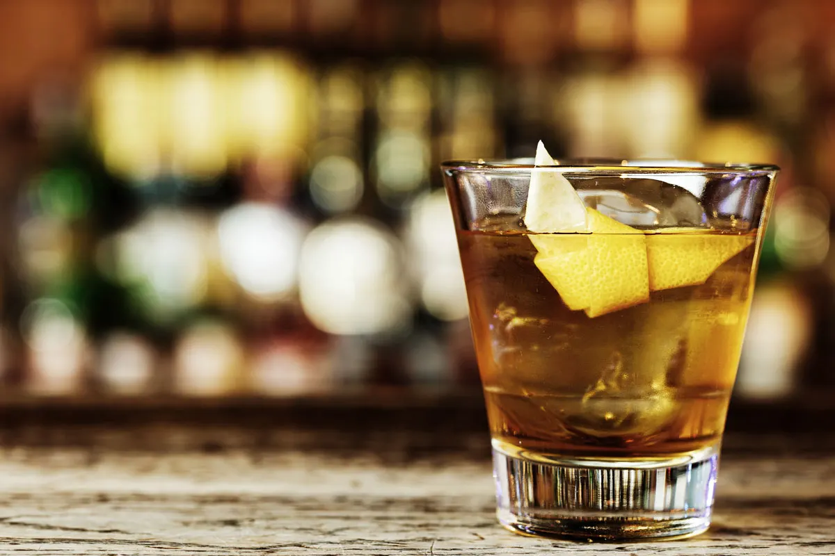 Close up of a whiskey cocktail at the Tales of the Cocktail Festival