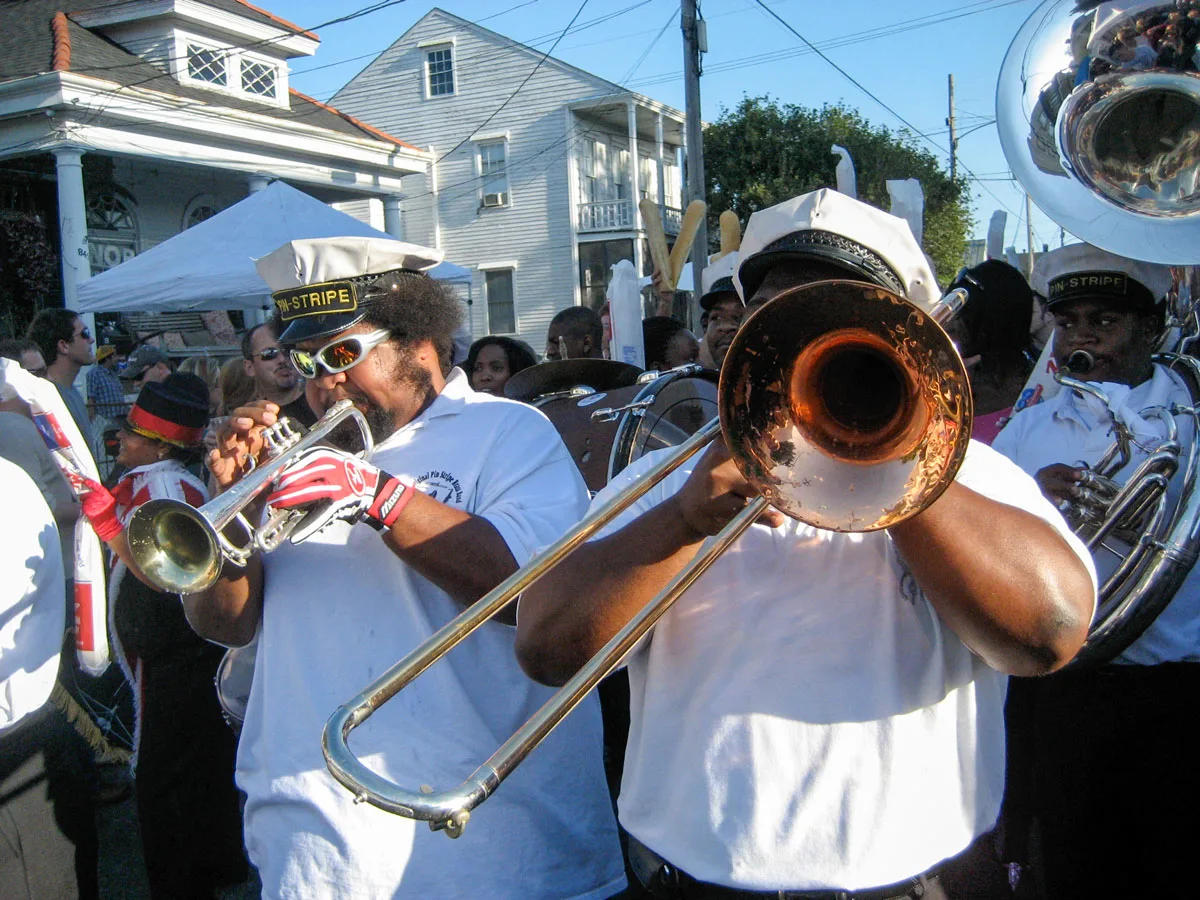 Brass band playing at a New Orleans festival