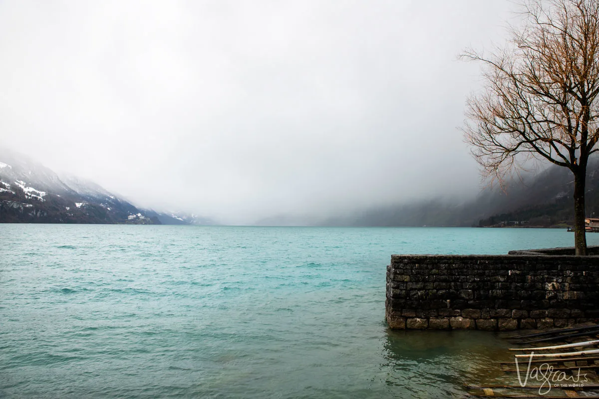 A storm rolls in over Lake Brienz in Switzerland