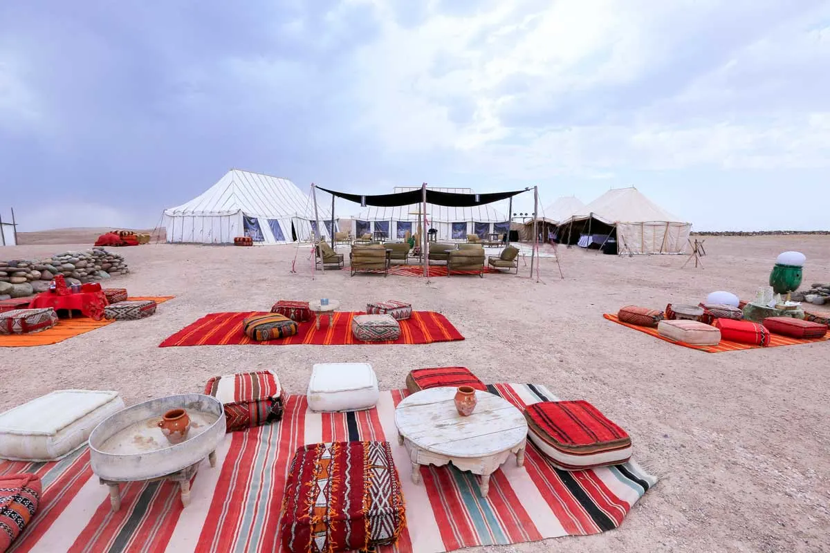 Luxury traditional Berber camp in the Agafay Desert near Marrakech
