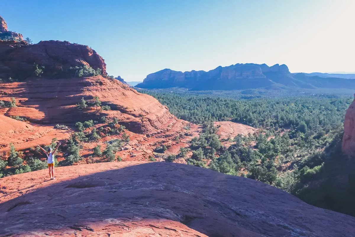 Red rock landscape from Chicken point Overlook, 3 day Sedona hiking itinerary.