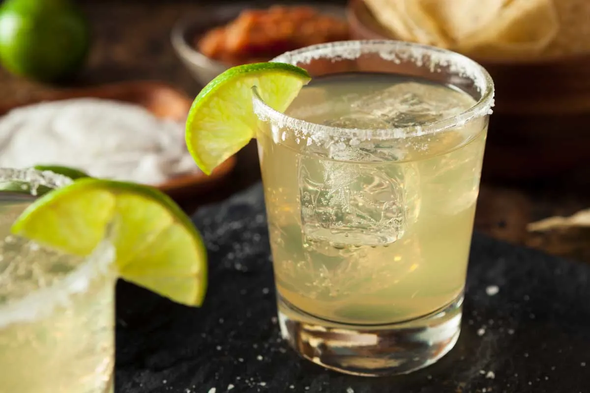 Margarita cocktail with a lemon wedge in the side of the glass in Sedona