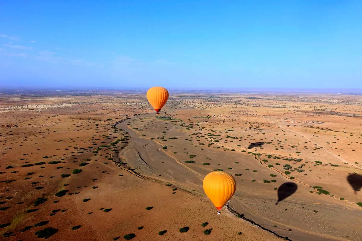 Hot air balloon ride across the desert of Morocco from Marrakech