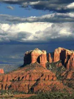 Stormy skies over Cathedral Rock in Sedona.
