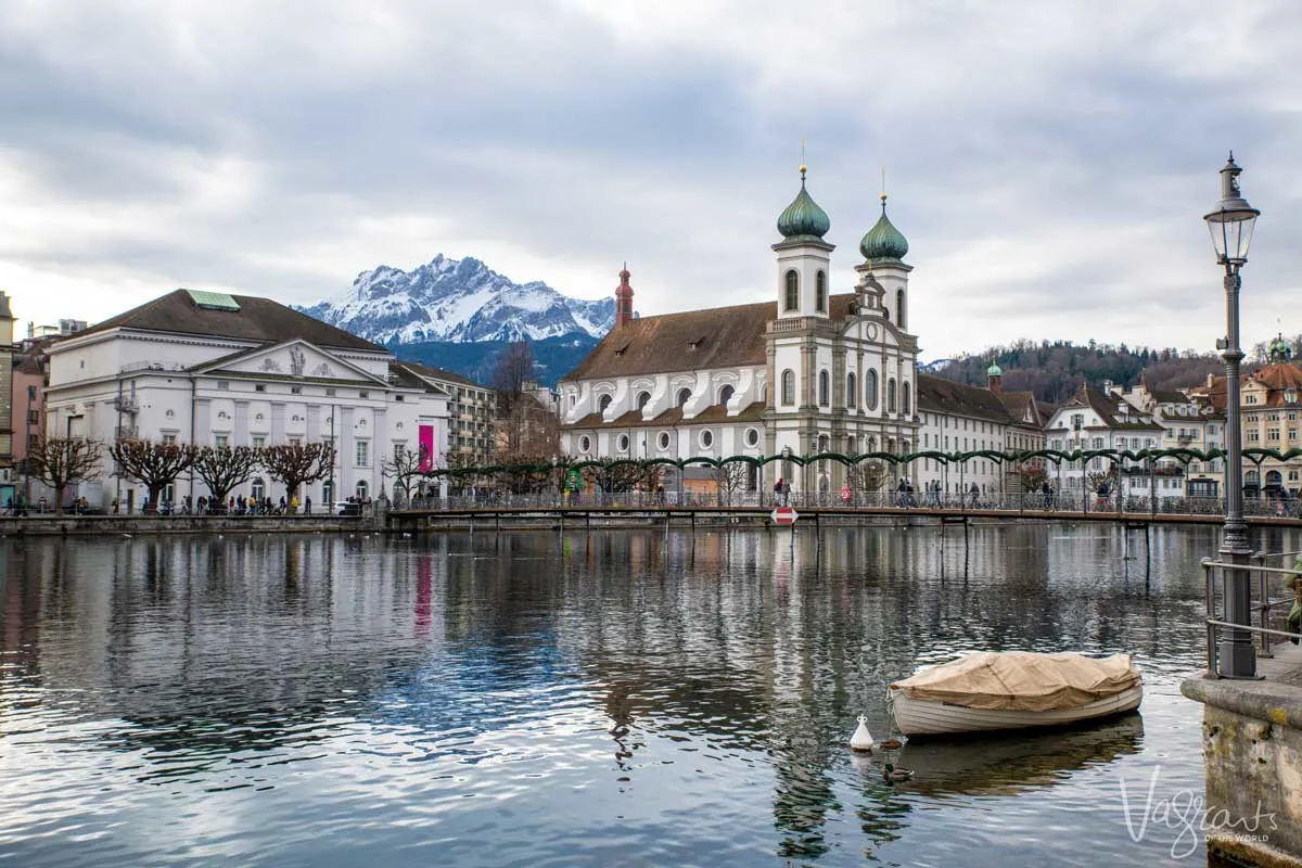 Jesuit Church on waterfront in Lucerne