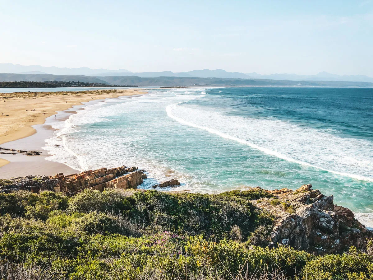 Long stretch of beach at Lookout Beach in Plettenberg Bay on the Garden Route in South Africa