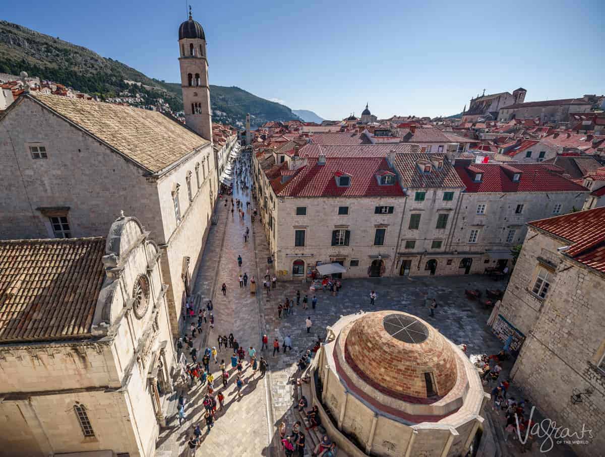 Inside the walled city of Dubrovnik, tourists following the GOT path.