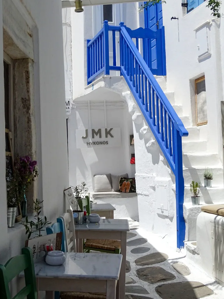 Blue on white JMK Mykonos