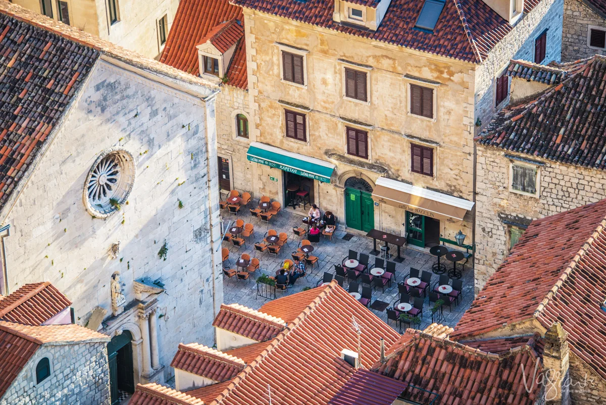 Outdoor dining amongst the old buildings in Omis.