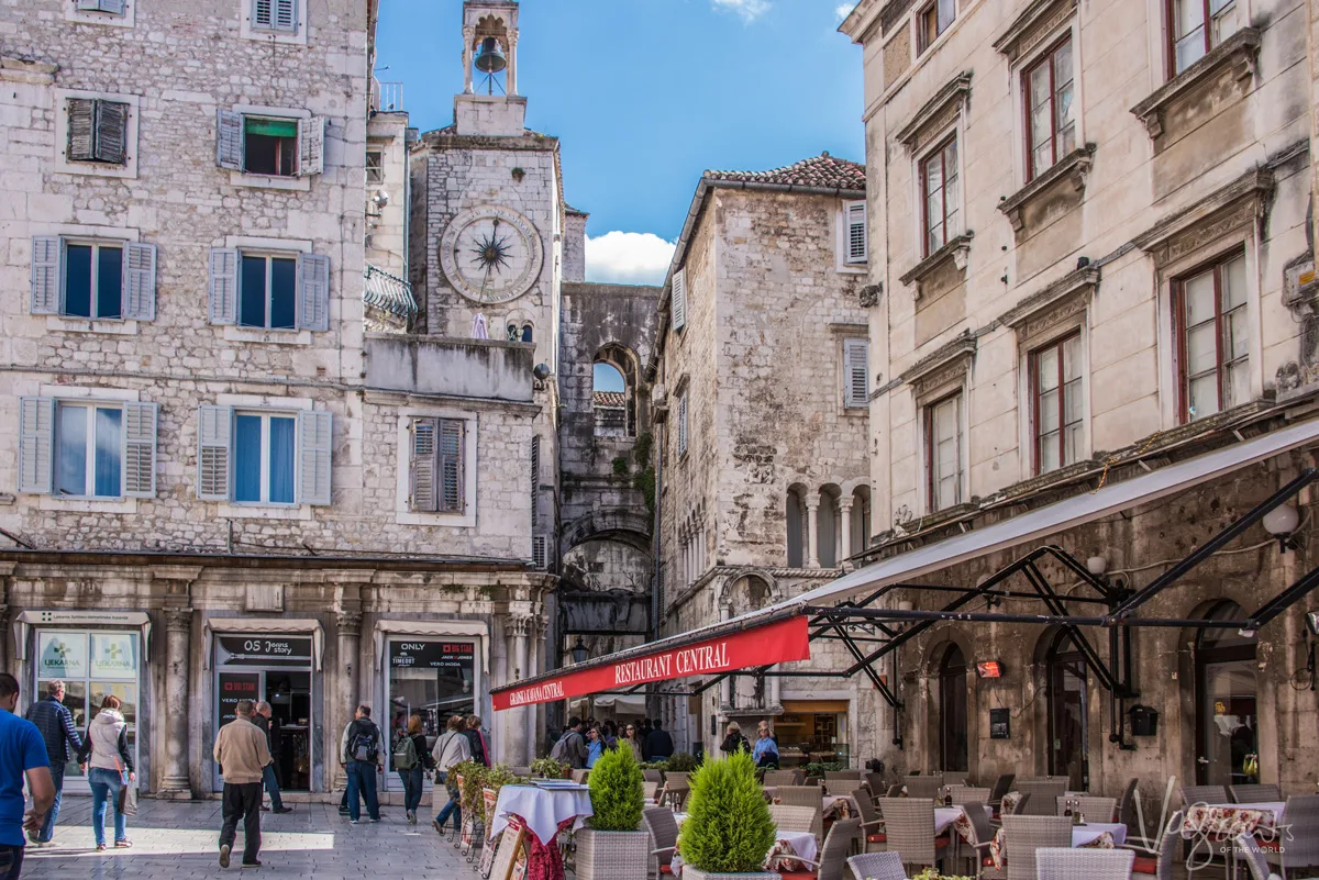 Old town boardwalk of Split with fantastic outdoor dining.