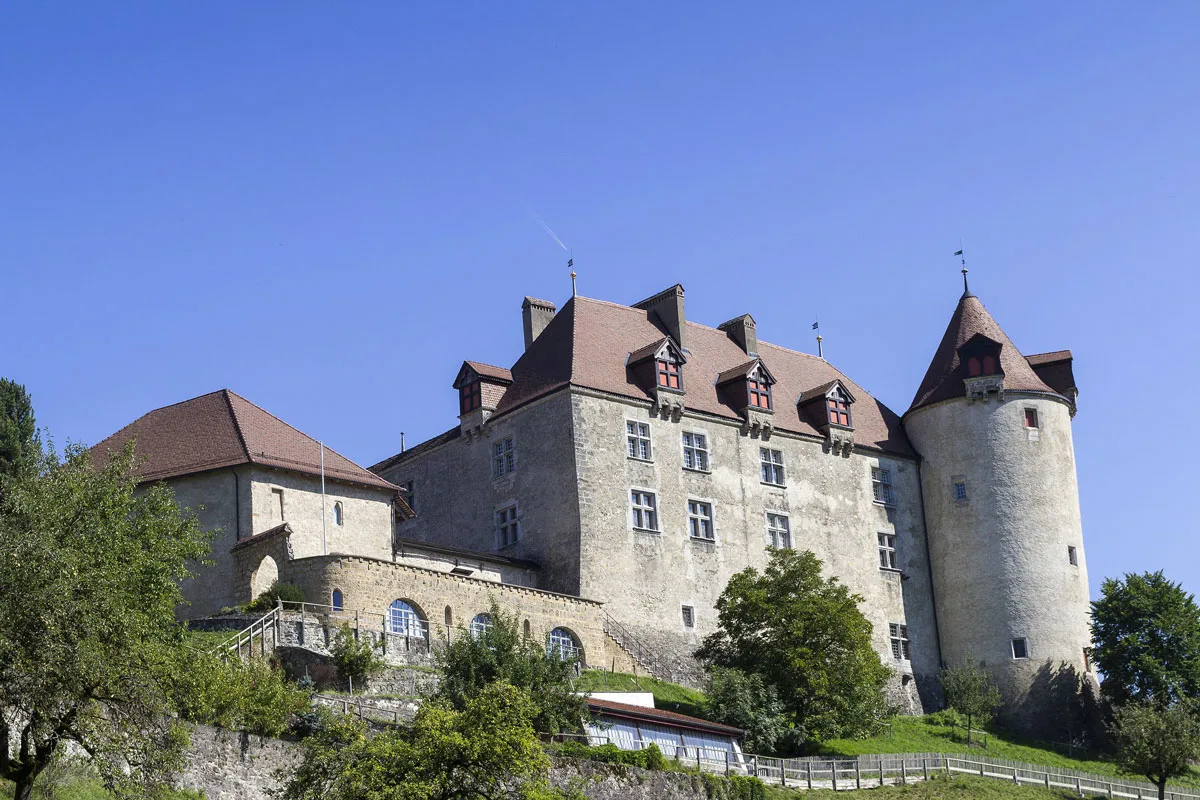 Gruyere medieval castle and famous Gruyere Cheese factory.