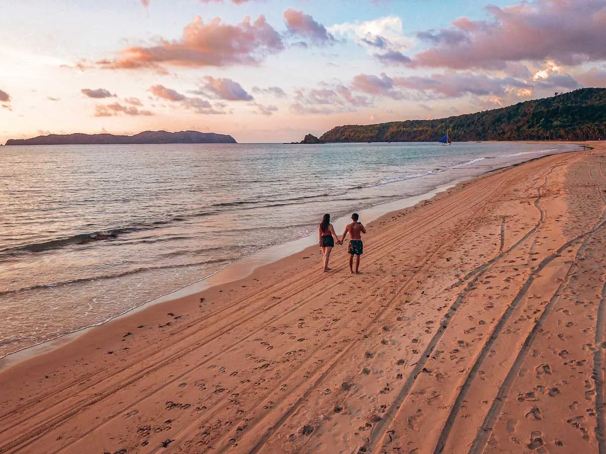 sunset on Nacpan Beach El Nido