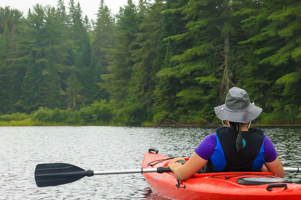 Canoeing in fall in Algonquin Park.