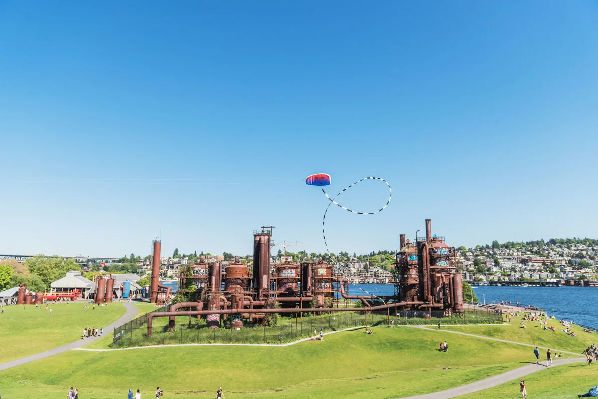 The gas works in Gas Works Park, Seattle