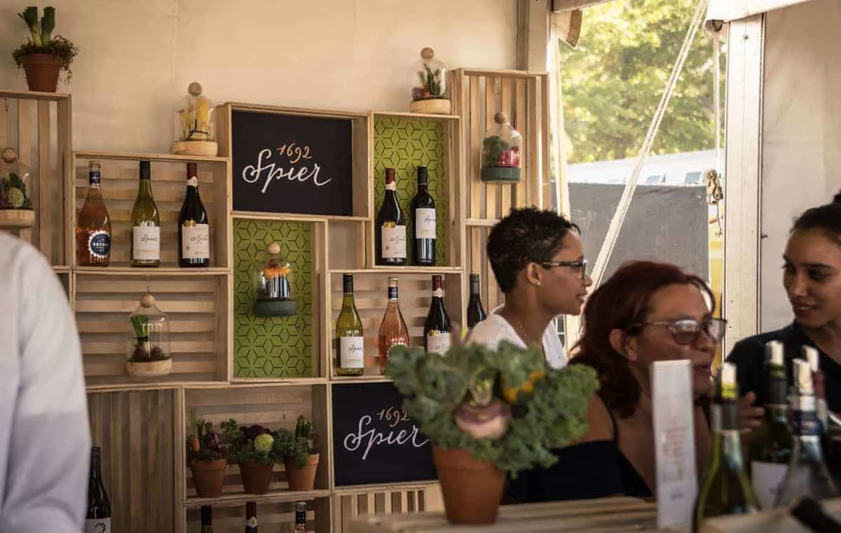 People at a wine tasting at the Stellenbosch wine festival in Cape Town. 
