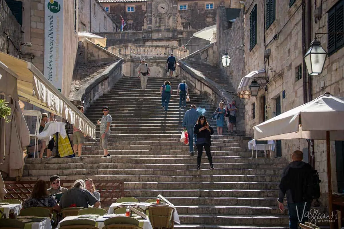 Tourists on the Jesuit Stairs in Dubrovnik Old Town as featured on Game of Thrones. 