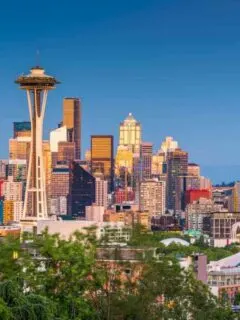 Seattle skyline at dusk.