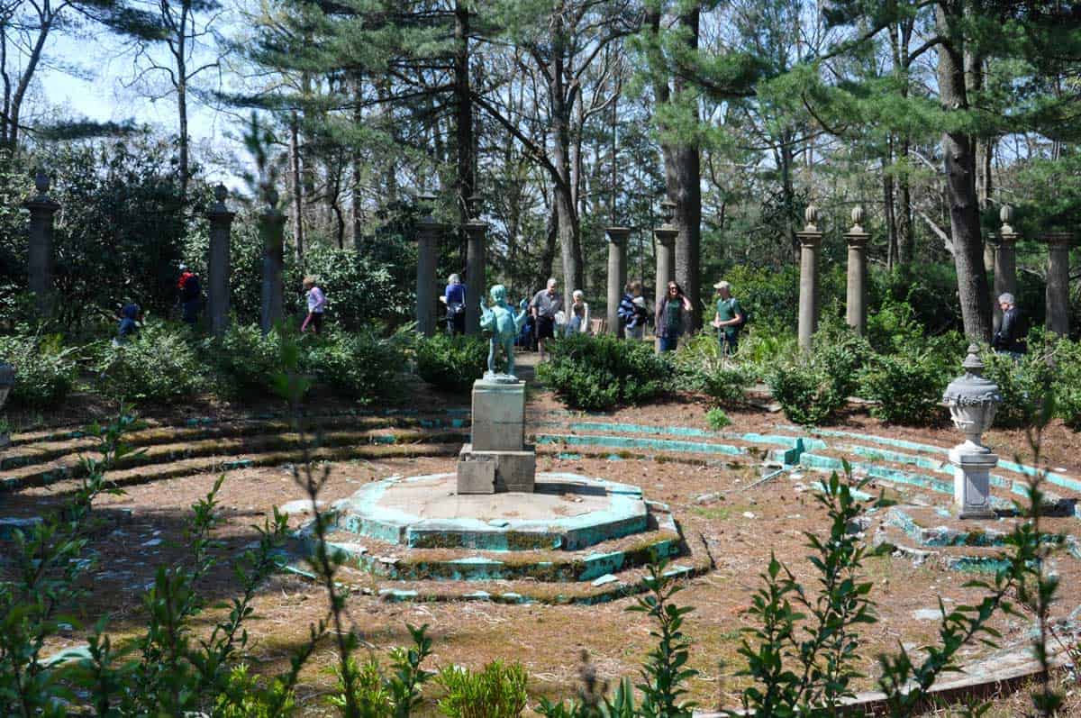 Statue in an amphitheater in Greenwood Gardens.