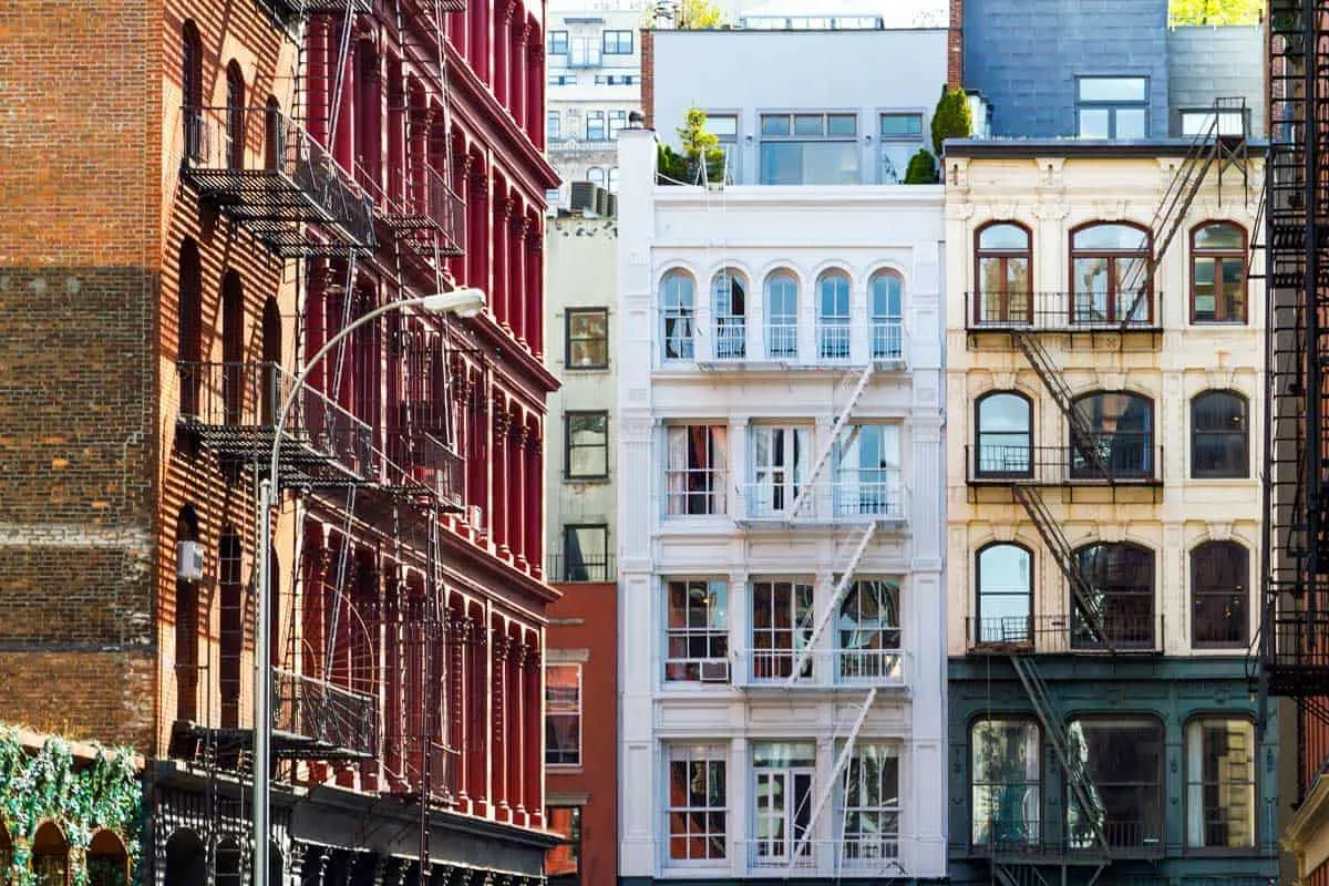Classic historical building facades in Soho NYC.