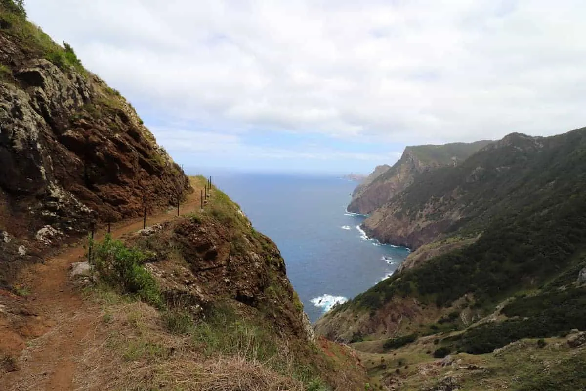 View over cliffs to the sea on Madeira Island.