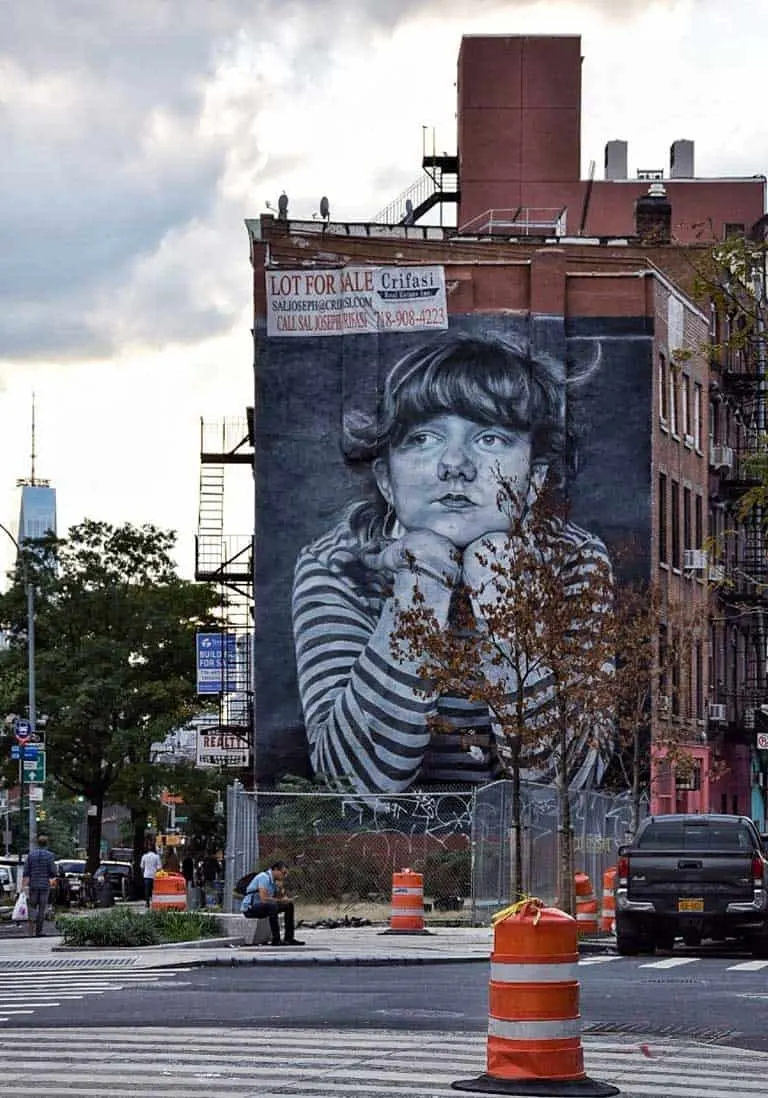 Large street art mural in  Brooklyn. 