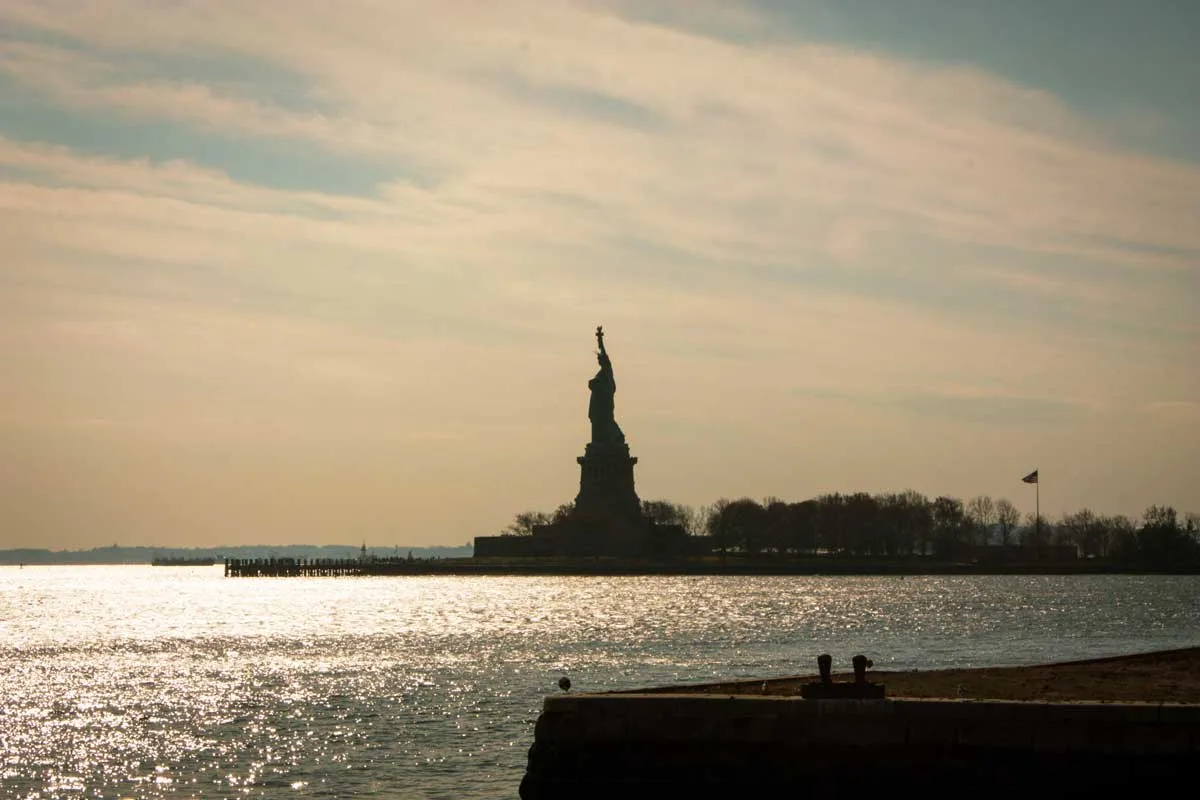 Statue of Liberty Silhouette at dusk. 