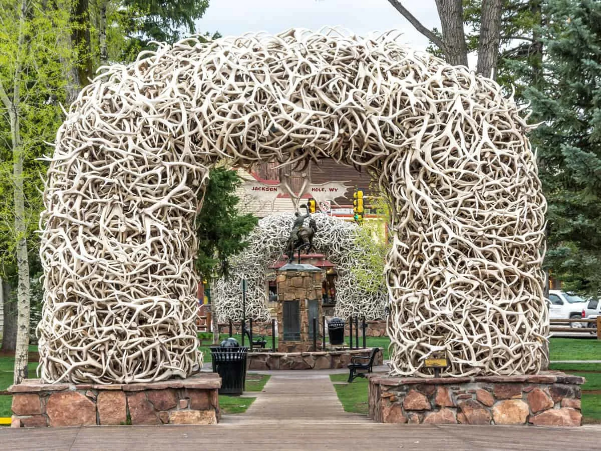 The antler arch in downtown Jackson.