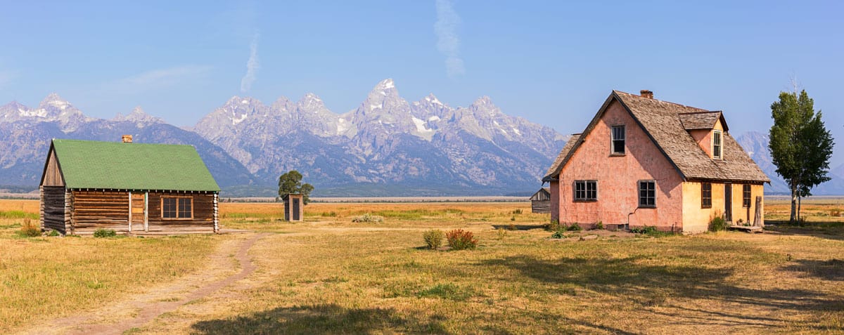 The Mormon houses on the prairie in Jackson Hole