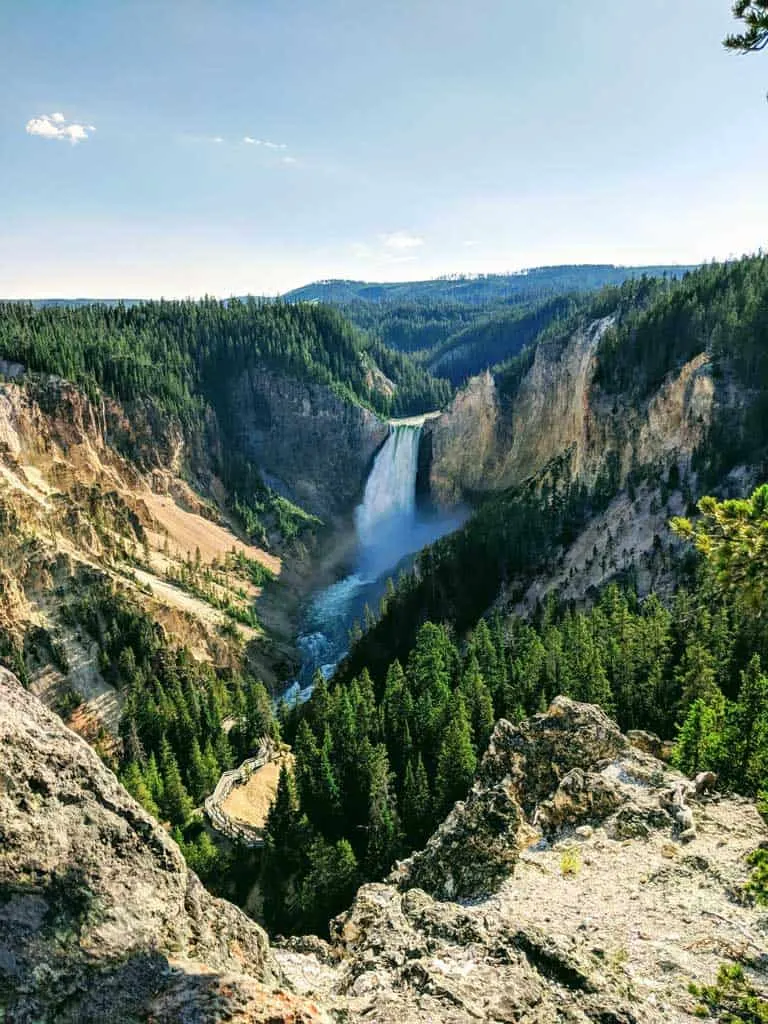 Waterfall scene in Yellowstone National Park