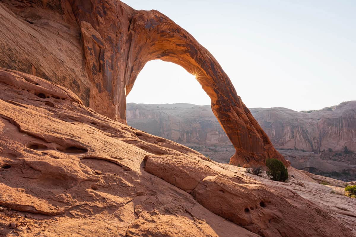 Red rock arch landscape in Moab Utah.