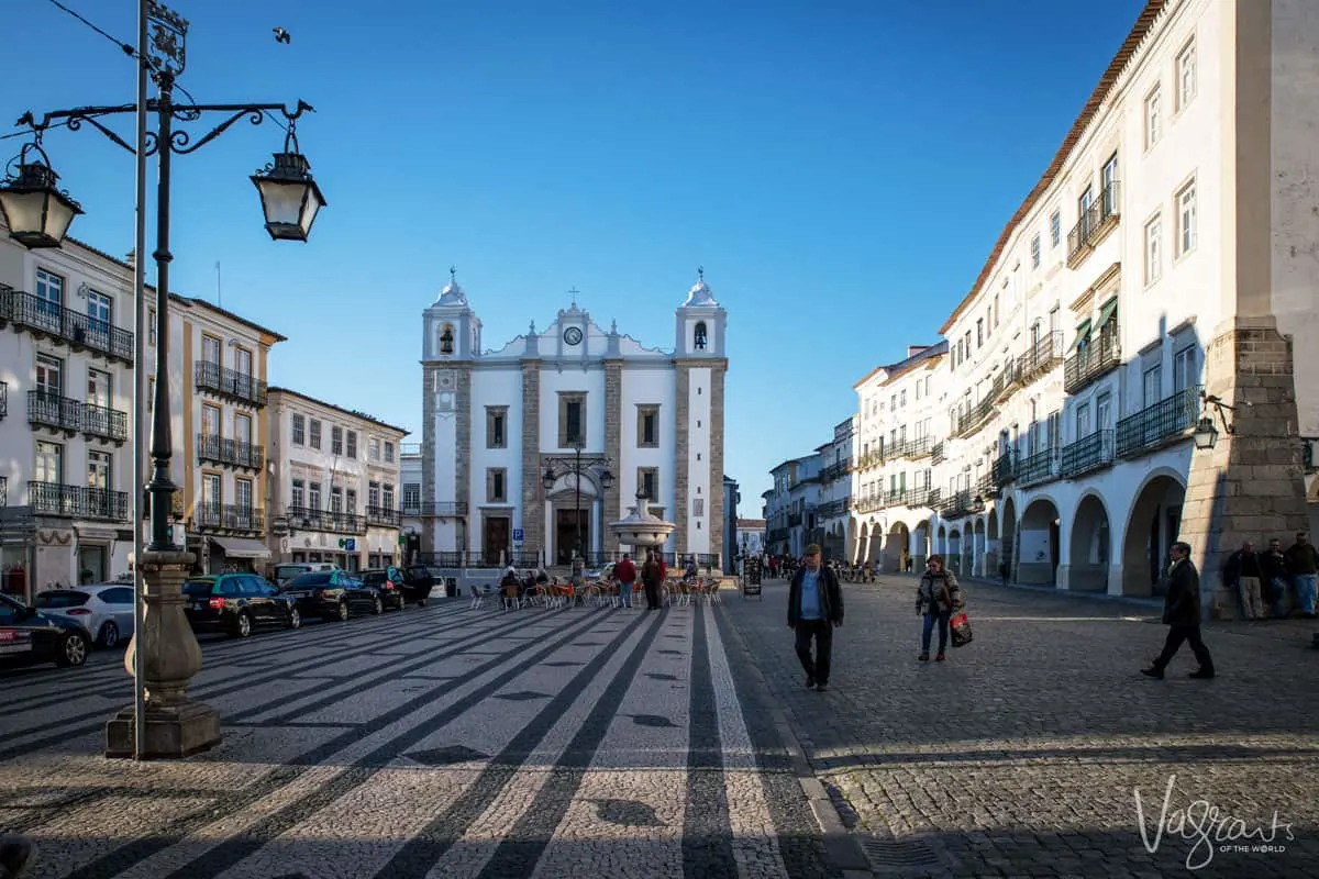 The main square Praca do Giraldo, in Evora Portugal.