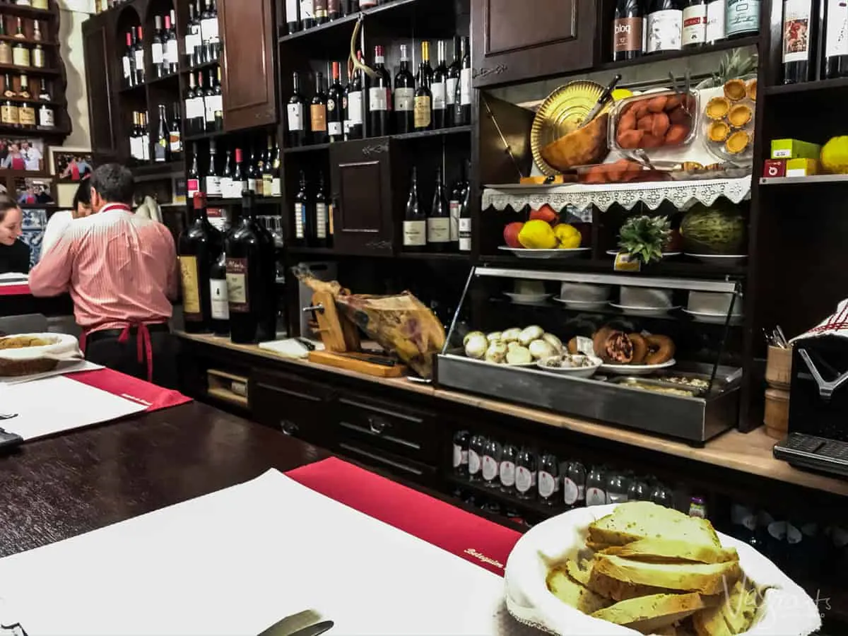 Small typical Portuguese restaurant in Evora. 