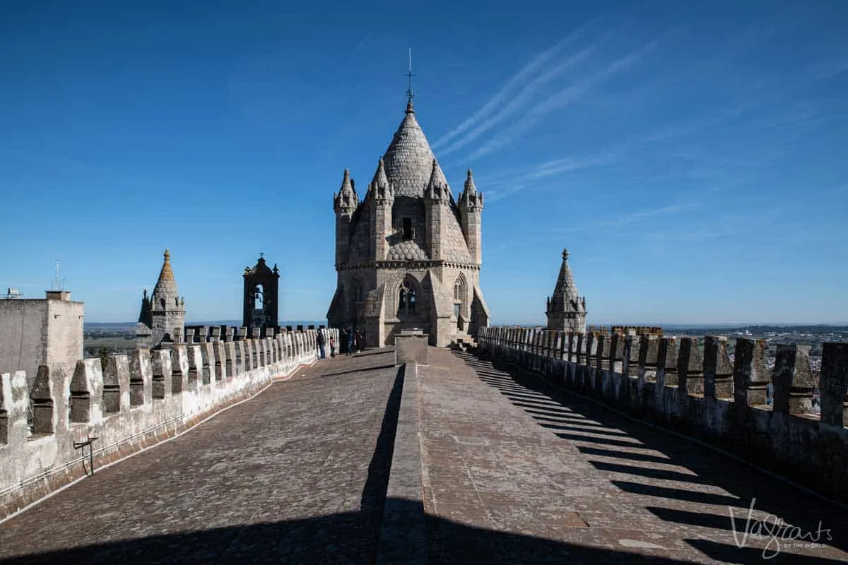 On top of the Evora Cathedral Portugal. 