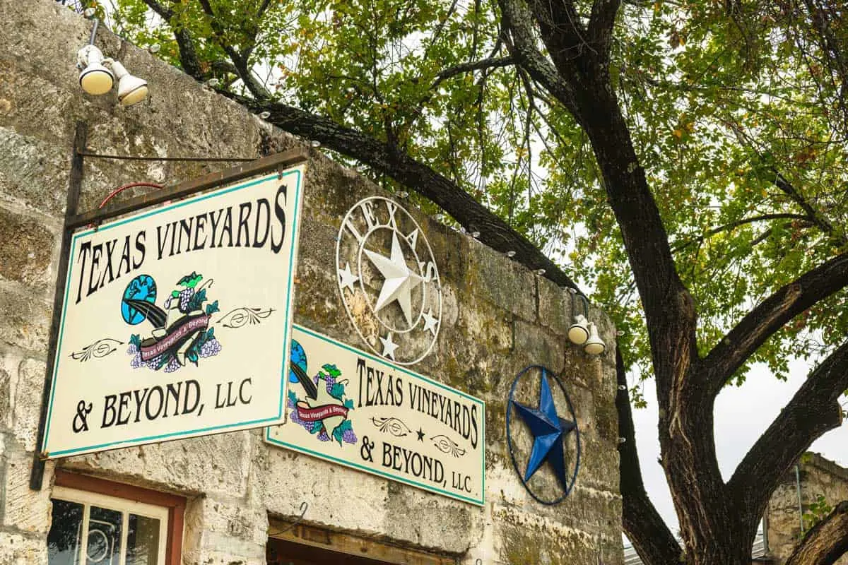 Vineyard signs in Fredericksburg Texas. 