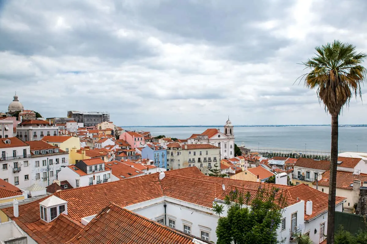 Views over Lisbon and the Tagus from the top of the city. 