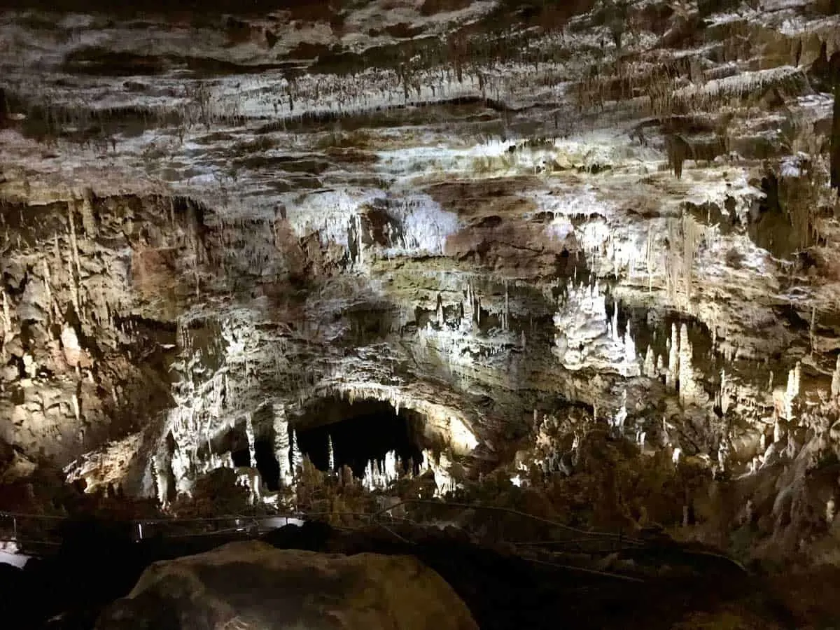 Inside the natural bridge caverns in Texas.