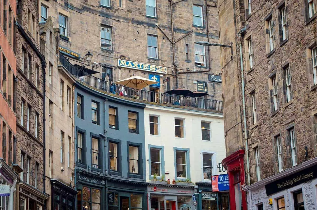 Victoria street in Old town Edinburgh.