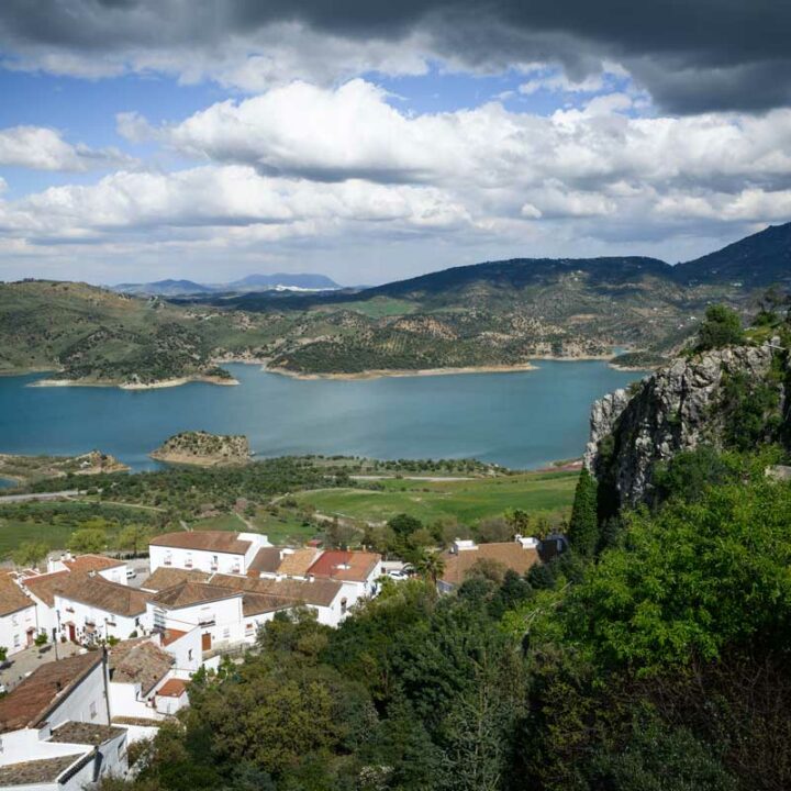 View over lake from the White Villages in Spain.