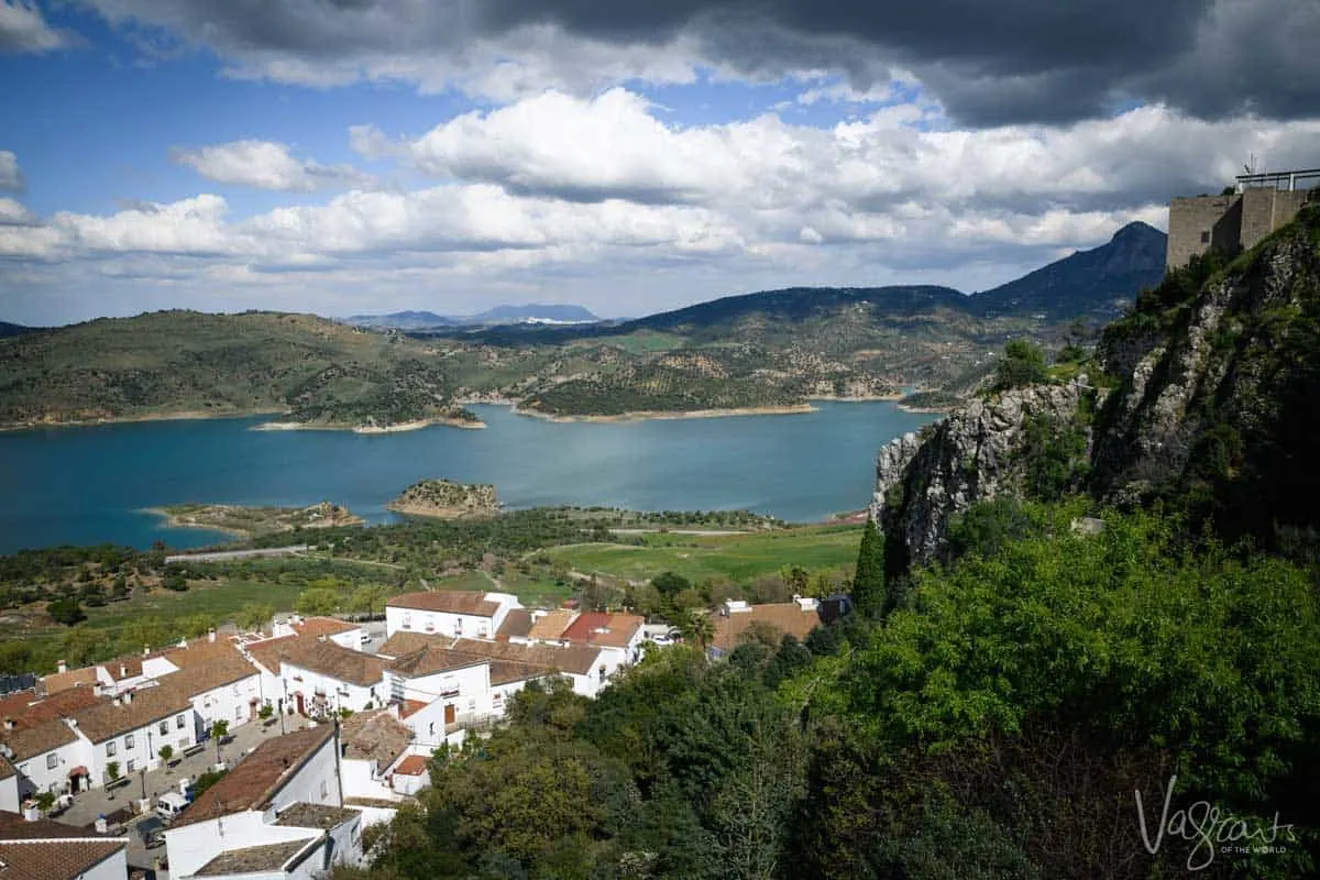 View over lake from the White Villages in Spain.