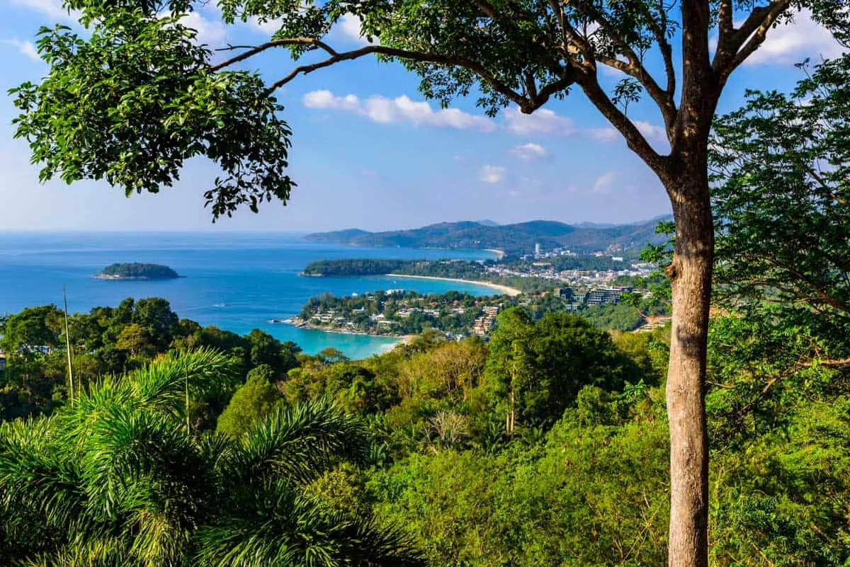 View over the beaches in Phuket from Karon view point. 