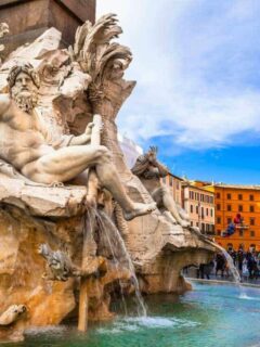 Fountains in Piazza Navona in Rome.