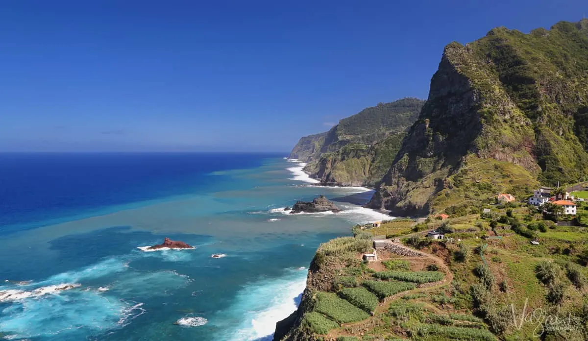 The coastline on Madeira Island Portugal.