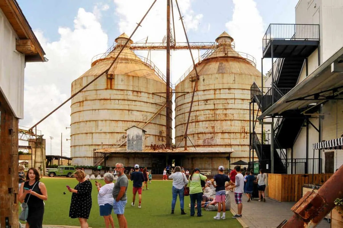 People gathered on the lawns around the Magnolia Market Silo's in Waco Texas. 