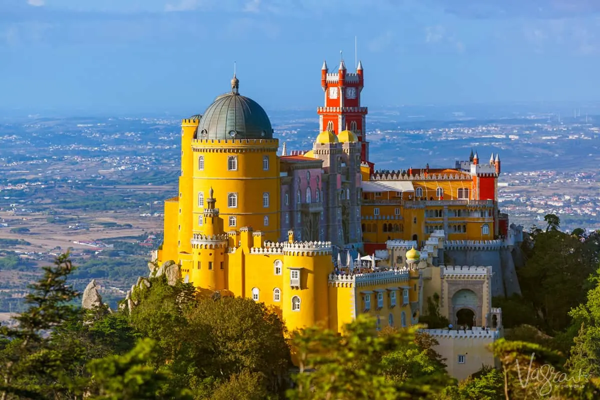 Colourful Pena Palace in Sintra Portugal.