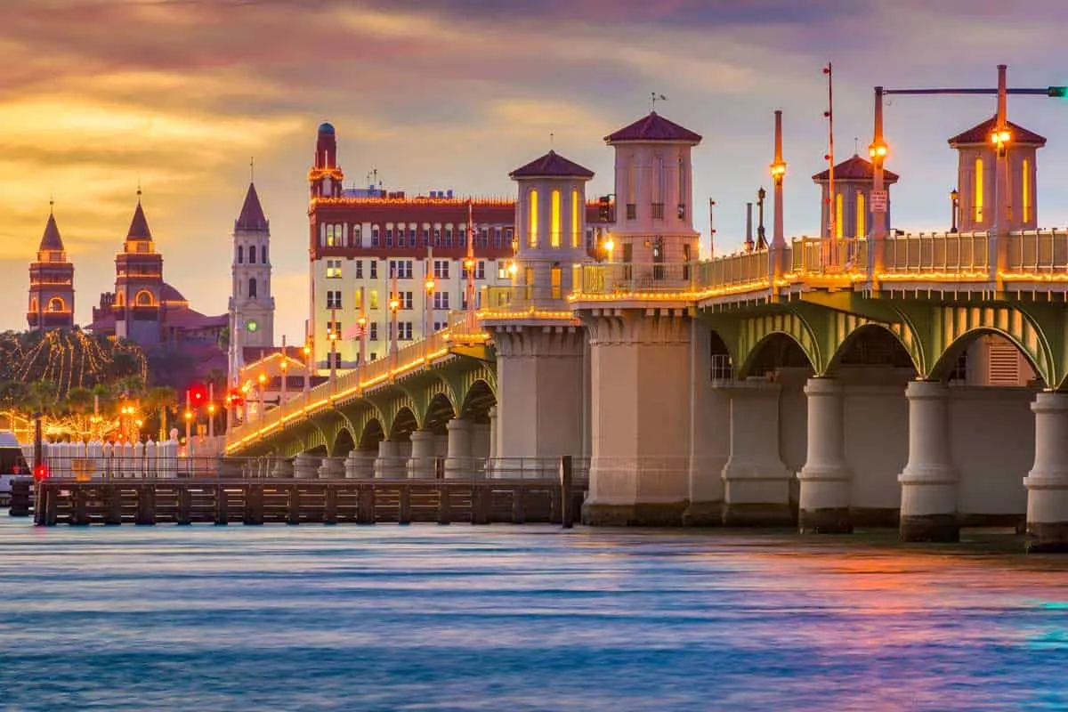 St Augustine skyline at sunset.